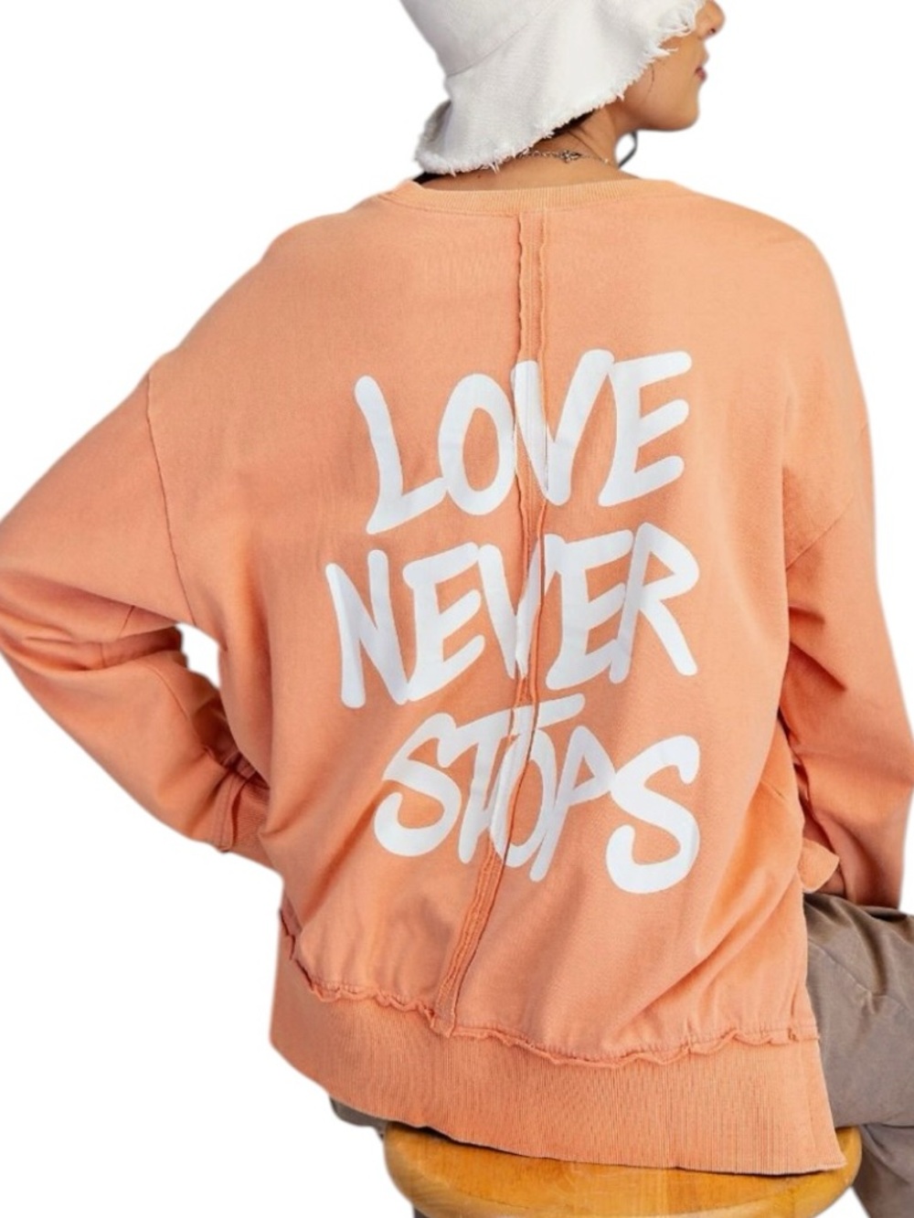 0740:  EASEL NWT LIGHTWEIGHT SWEATSHIRT VINTAGE CORAL (H18)